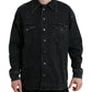 Black Cotton Long Sleeve Denim Casual Shirt