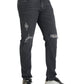 Gray Slim Fit Logo Plaque Cotton Denim Jeans