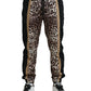 Brown Leopard Print Polyester Jogger Pants