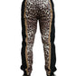 Brown Leopard Print Polyester Jogger Pants