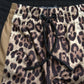 Brown Leopard Print Polyester Jogger Pants