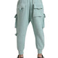 Light Blue Cotton Cargo Jogger Sweatpants Pants