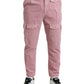 Pink Corduroy Cotton Stretch Skinny Cargo Jeans