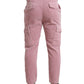 Pink Corduroy Cotton Stretch Skinny Cargo Jeans