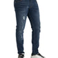 Blue Distressed Cotton Skinny Denim Jeans
