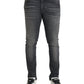 Gray Washed Cotton Stretch Skinny Denim Jeans