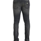 Gray Washed Cotton Stretch Skinny Denim Jeans