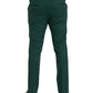Green Wool Men Slim Fit Chino Pants