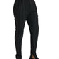 Black Striped Men Slim Dress Pants