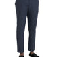 Navy Blue Linen Men Slim Dress Pants