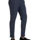 Navy Blue Linen Men Slim Dress Pants
