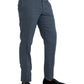 Blue Linen Silk Skinny Dress Pants