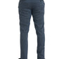 Blue Linen Silk Skinny Dress Pants