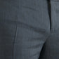 Blue Linen Silk Skinny Dress Pants