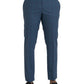 Blue Checkered Wool Men Dress Pants