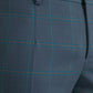 Blue Checkered Wool Men Dress Pants