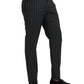 Black Striped Wool Skinny Dress Pants