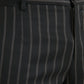 Black Striped Wool Skinny Dress Pants