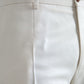 White Wool Wide Leg Mid Waist Pants