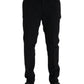 Black Cotton Velvet Skinny Pants