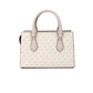 Sheila Small White Rose Gold PVC Center Zip Satchel Purse Bag