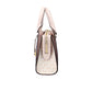 Sheila Small White Rose Gold PVC Center Zip Satchel Purse Bag