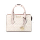 Sheila Small White Rose Gold PVC Center Zip Satchel Purse Bag
