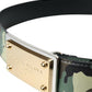 Camouflage Leather Gold Buckle Belt Men