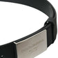 Black Leather Metal Square Buckle Belt Men