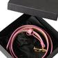 Pink Leather Gold Logo Metal Buckle Belt