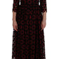 Elegant Red Floral Shift Midi Dress