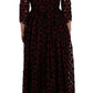 Elegant Red Floral Shift Midi Dress