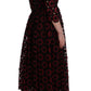 Elegant Red Floral Shift Midi Dress