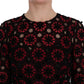 Elegant Red Floral Shift Midi Dress