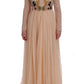 Elegant Floral Embroidered Silk Maxi Dress