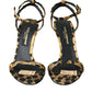Gold Leopard Crystals Heels Sandals Shoes