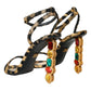 Gold Leopard Crystals Heels Sandals Shoes