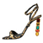 Gold Leopard Crystals Heels Sandals Shoes
