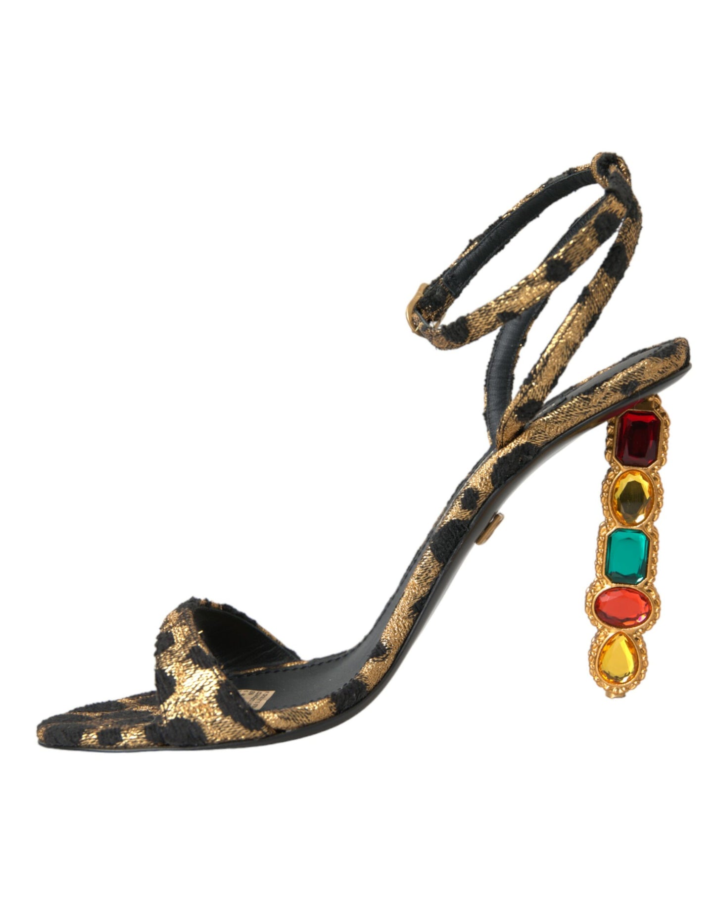 Gold Leopard Crystals Heels Sandals Shoes