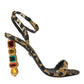 Gold Leopard Crystals Heels Sandals Shoes