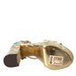 Gold Floral Jacquard Crystal Sandals Shoes