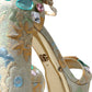 Gold Floral Jacquard Crystal Sandals Shoes