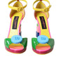 Multicolor Leather Heels Sandals Shoes