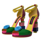 Multicolor Leather Heels Sandals Shoes