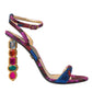Multicolor Jacquard Crystals Sandals Shoes