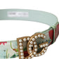 Multicolor Floral Leather Gold DG Logo Buckle Belt