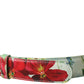 Multicolor Floral Leather Gold DG Logo Buckle Belt