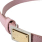 Pink Leather Gold Square Metal Buckle Belt