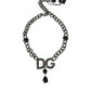 Silver Tone Brass DG CITY Embellished Jewelry Necklace
