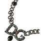 Silver Tone Brass DG CITY Embellished Jewelry Necklace